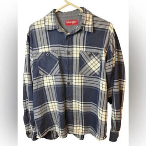 Wrangler Vintage Plaid Cotton Button‎ up Shirt Size Large Western Cowboy